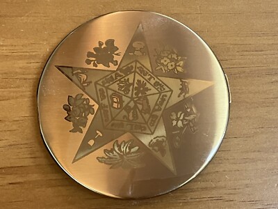 Vintage Pilcher Eastern Star Powder Compact Gold Tone Mirror