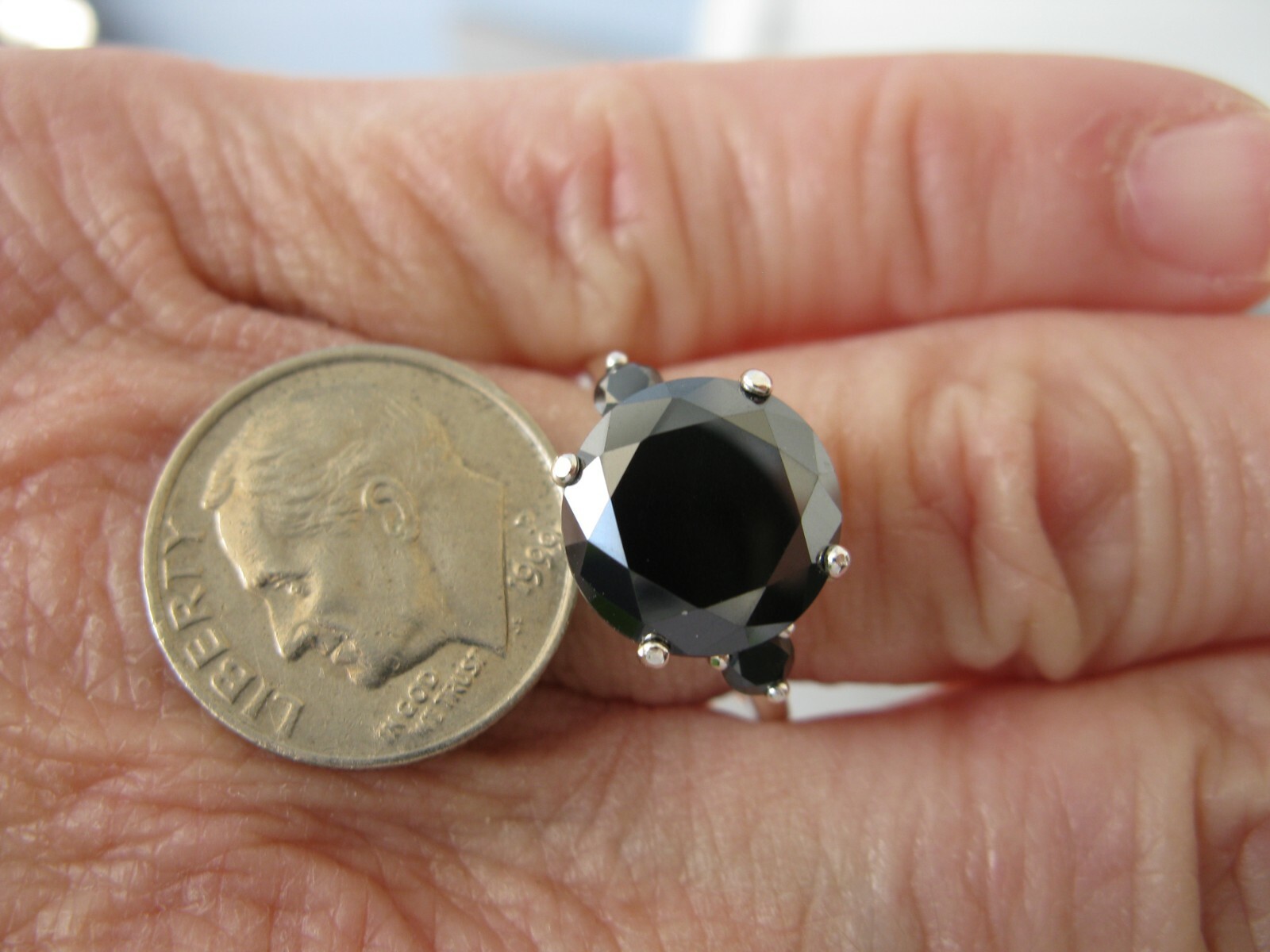 Pre-owned Real Black Diamonds Inc 3.20ctw Real Black Diamond Ring,3 Dia's,certificate,dia Tester,size 5,6,7,8,9,10