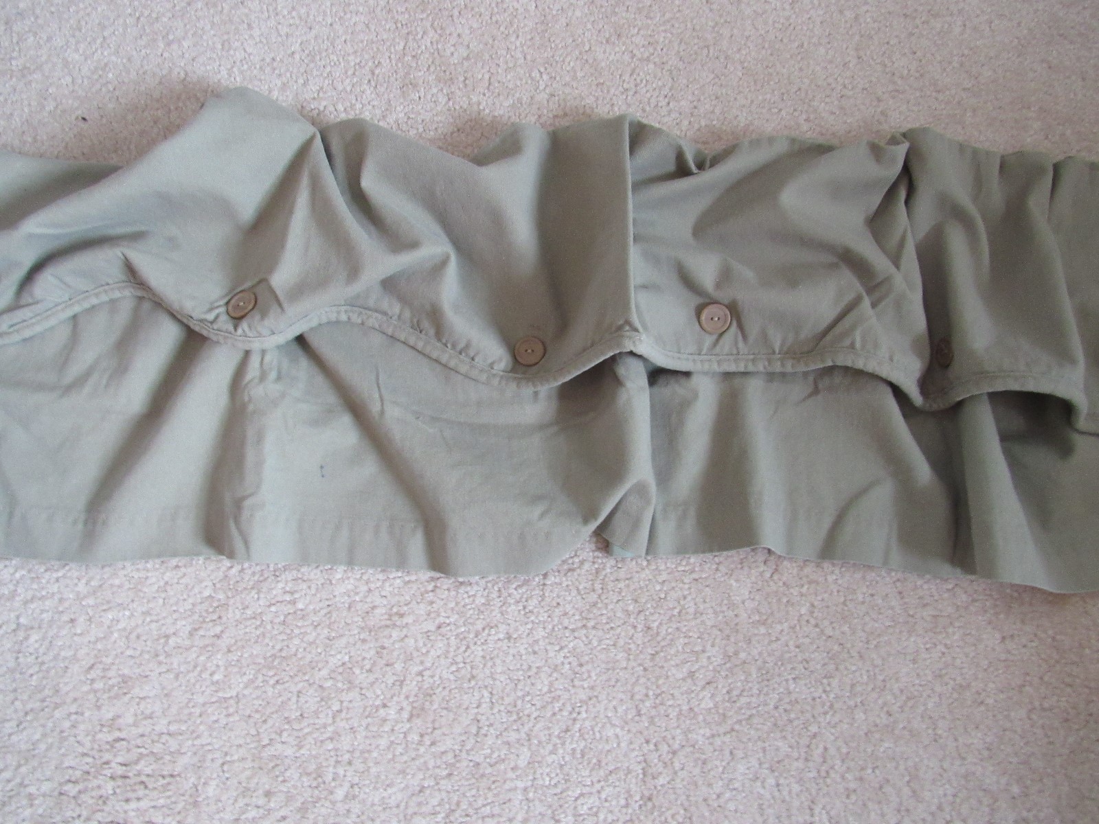 2 CROSCILL SAGE GREEN BRUSHED TWILL HAMPSHIRE BUTTON VALANCES 14X52  HAVE 8