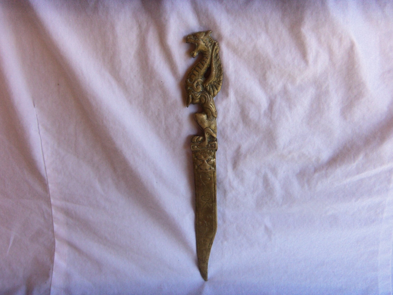 VINTAGE BRASS DRAGON LETTER OPENER