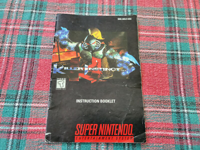 Killer Instinct - Super Nintendo - SNES - Authentic - Manual Only!