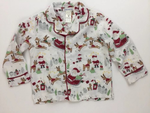 Pottery Barn Kids North Pole 2 Pc Flannel Pajamas Size 4 Christmas Holiday Santa