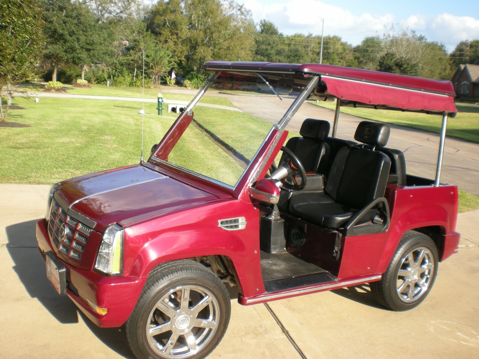 Burgundy Acg “cadillac Escalade” Lsv 4 Passenger Street Legal Golf Cart