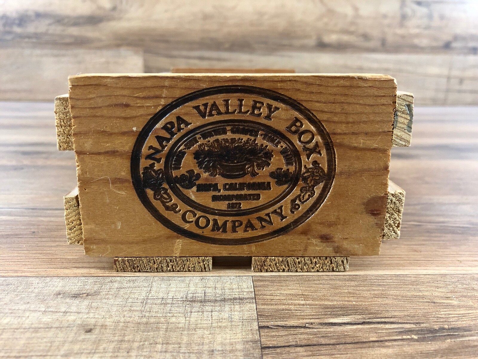 Vtg Napa Valley Box Co Wood Crate Cassette Case Holder Storage Holds 12 Tapes