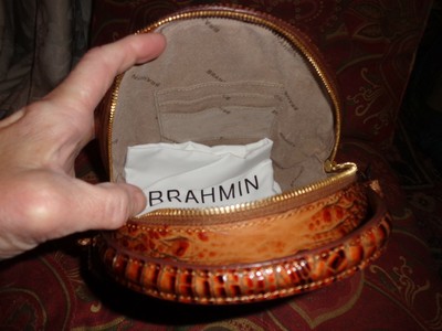 NWT BRAHMIN LANE TOASTED ALMOND CROCO EMBOS LEATHER CROSSBODY BAG msrp $245