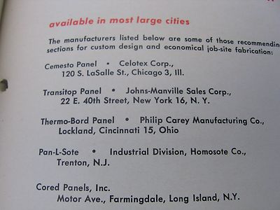 H & B Enterprise Corp. 1963 Catalog Asbestos Partitions  “Transitop” by J-M