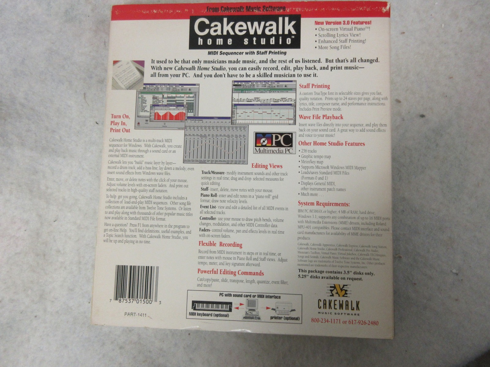 Cakewalk Home studio Verion 3.0 big box Twelve tone systems Vintage