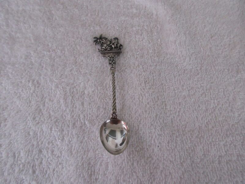 VINTAGE+QUALITY~~ [ARUBA] 835 Silver 4.5" Souvenir Spoon!!