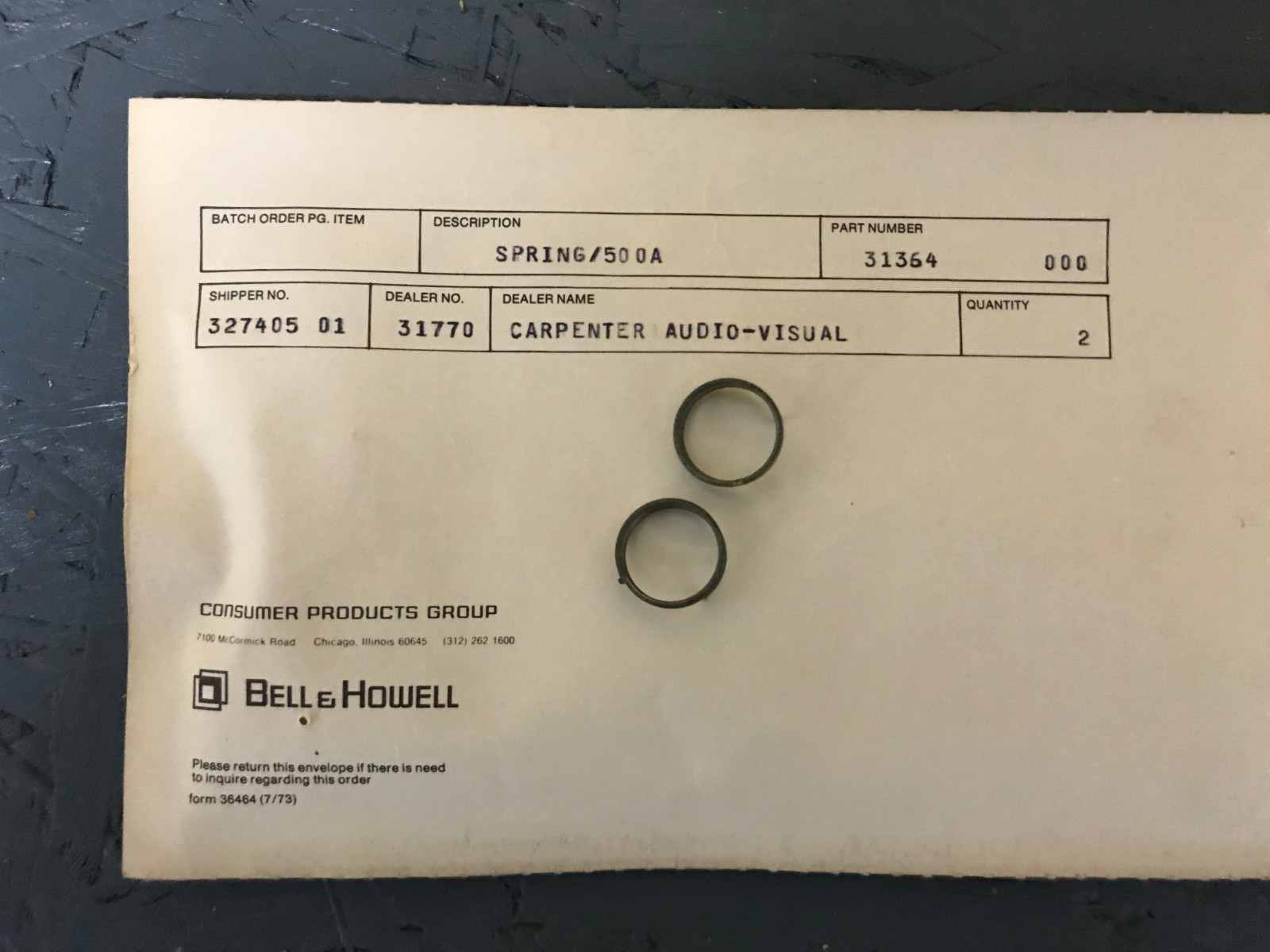 2x Vintage Bell & Howell Projector Parts part number 31364