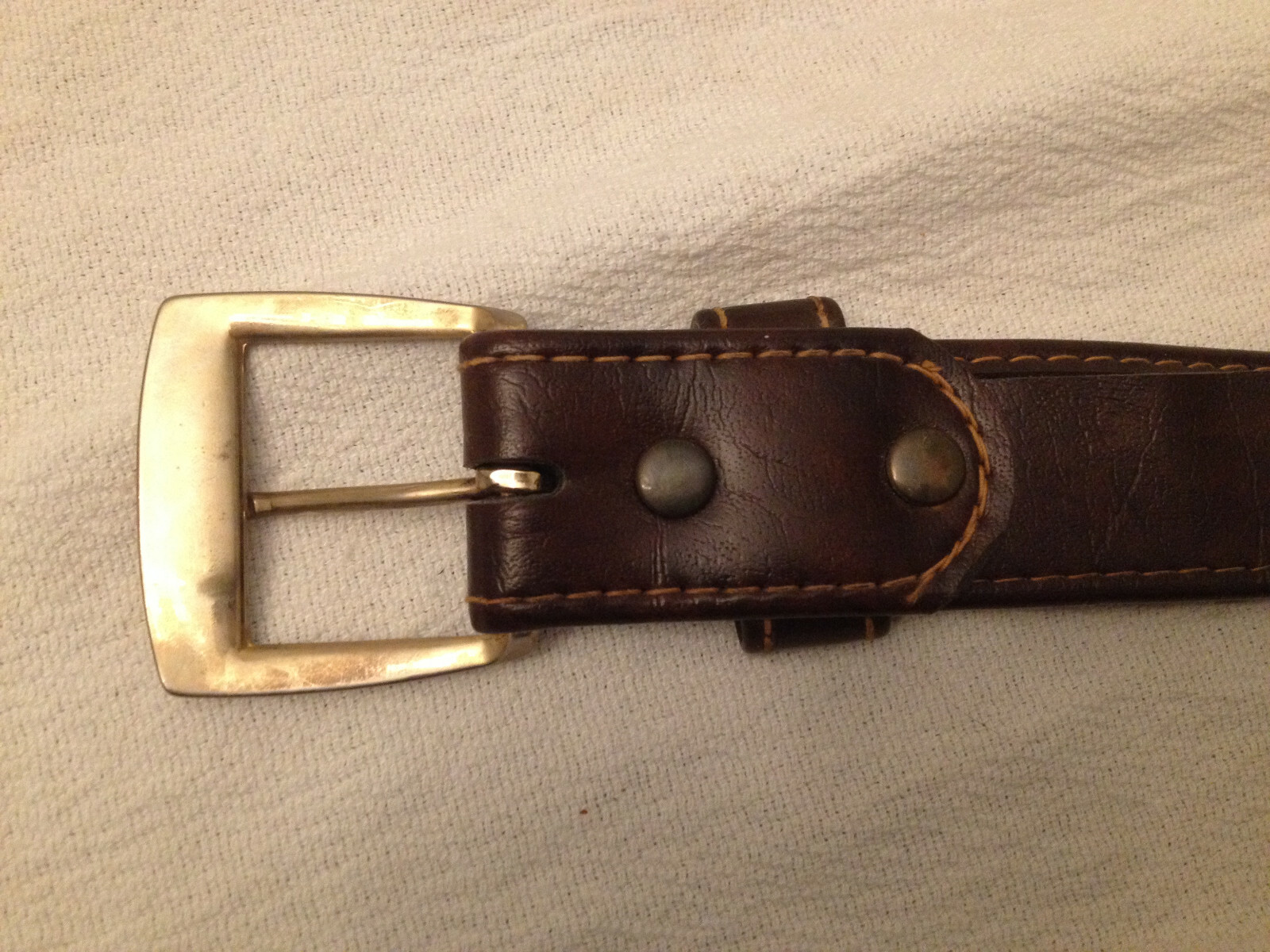 MEN'S VINTAGE BROWN LEATHER BELT BRASS BUCKLE SIZE 38-40 GENUINE SOFT LEATHER