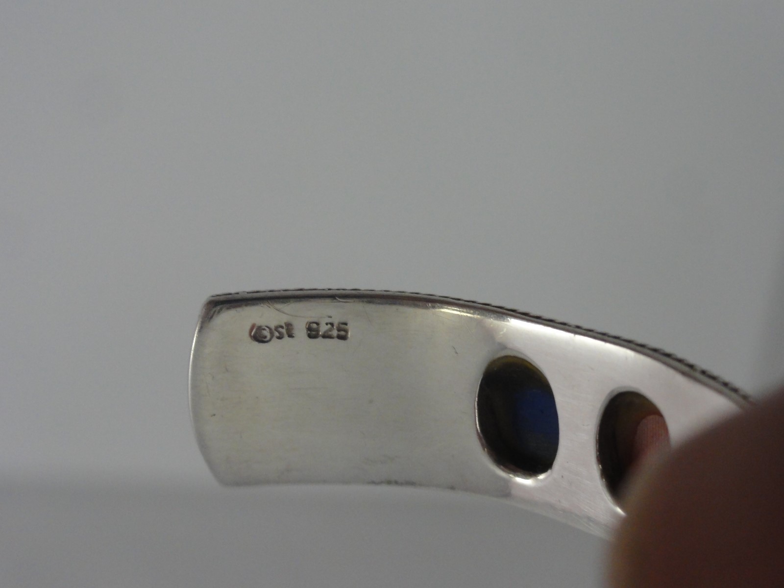 Estate SE Sterling Silver Multi Color Turquise Coral Lapis Cuff Bracelet 925