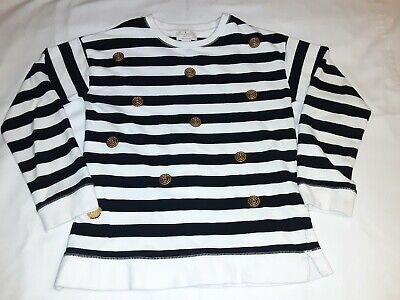 Kate Spade Black White Striped Gold Sequins Dot Long Sleeve Top Youth Girls 14