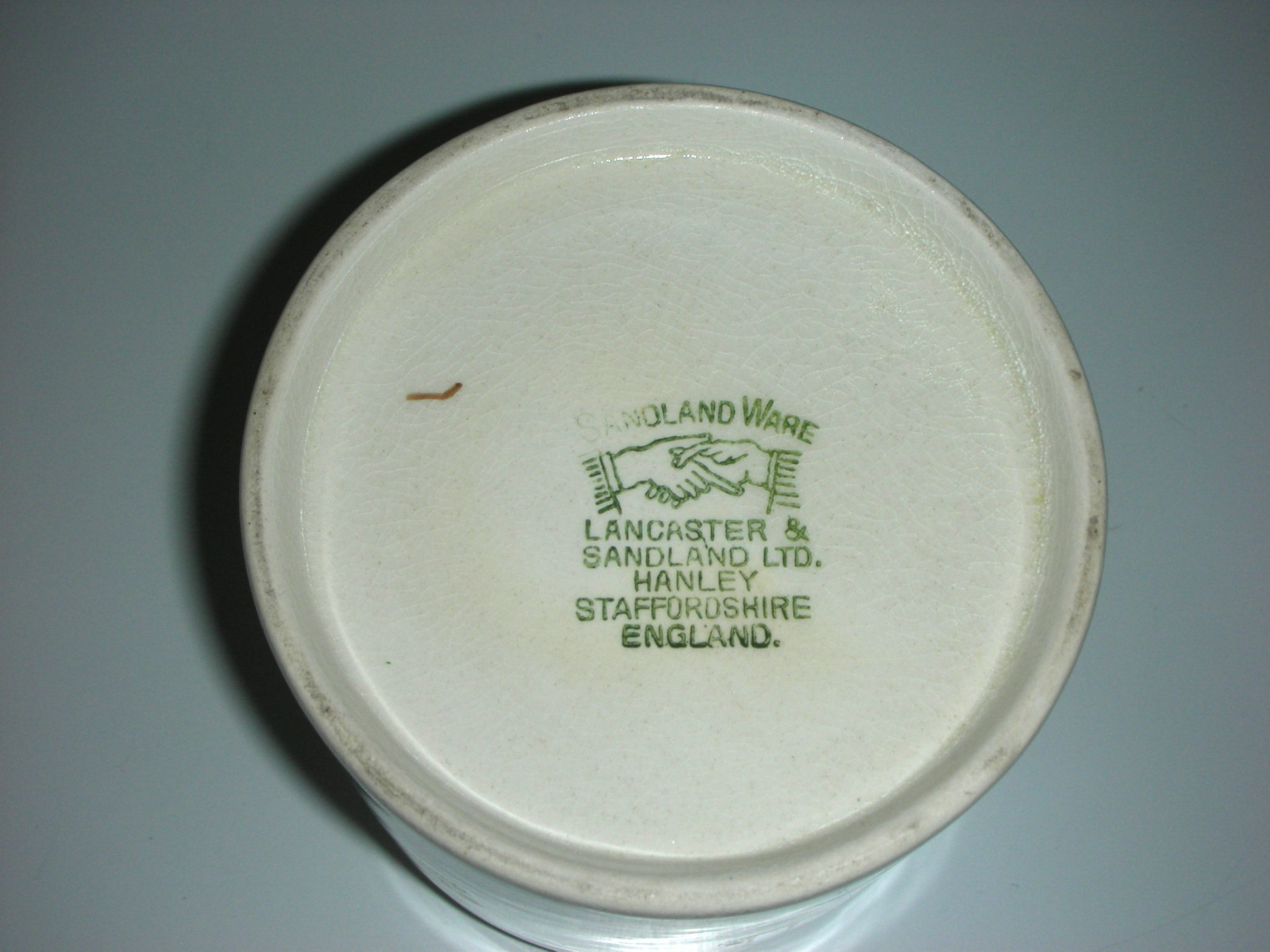 VINTAGE SANDLAND WARE TEA JAR HANLEY STAFFORDSHIRE ENGLAND CLASSIC ANTIQUE CARS