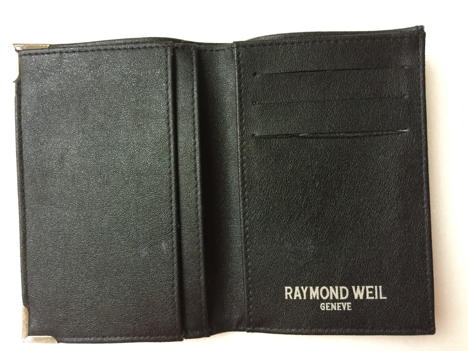 VINTAGE WOMEN'S RAYMOND WEIL GENEVE BLACK LEATHER 5 CREDIT CARD HOLDER WALLET