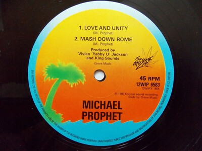 MICHAEL PROPHET Unity Original UK 12'' Vinyl 45rpm Single REGGAE ISLAND Records