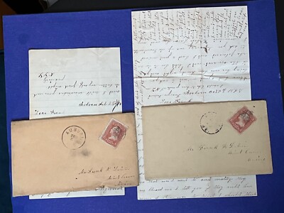 1868 AUBURN MAINE COVERS +DOTEN LETTERS MINOR CORNER ME ! GRILL STAMPS ! CONTENT