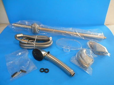 *RV SLIDING BAR WITH SHOWER HEAD/HOSE & SOAP DISH BRUSH NICKEL FREE SHIP