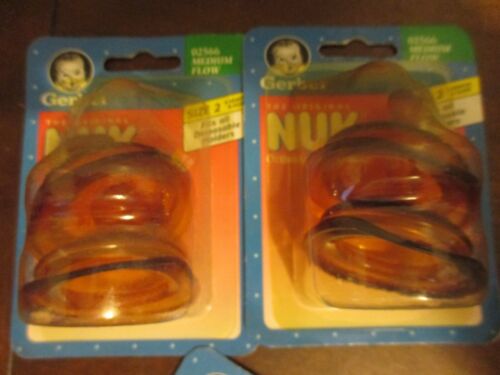 2 packs of 2 Vintage 1997 Gerber Nuk Nipples Silicone 02566 Medium Size 2