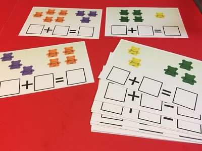 Bear Counter Addition - 20 Laminated  Dry Erase Mats