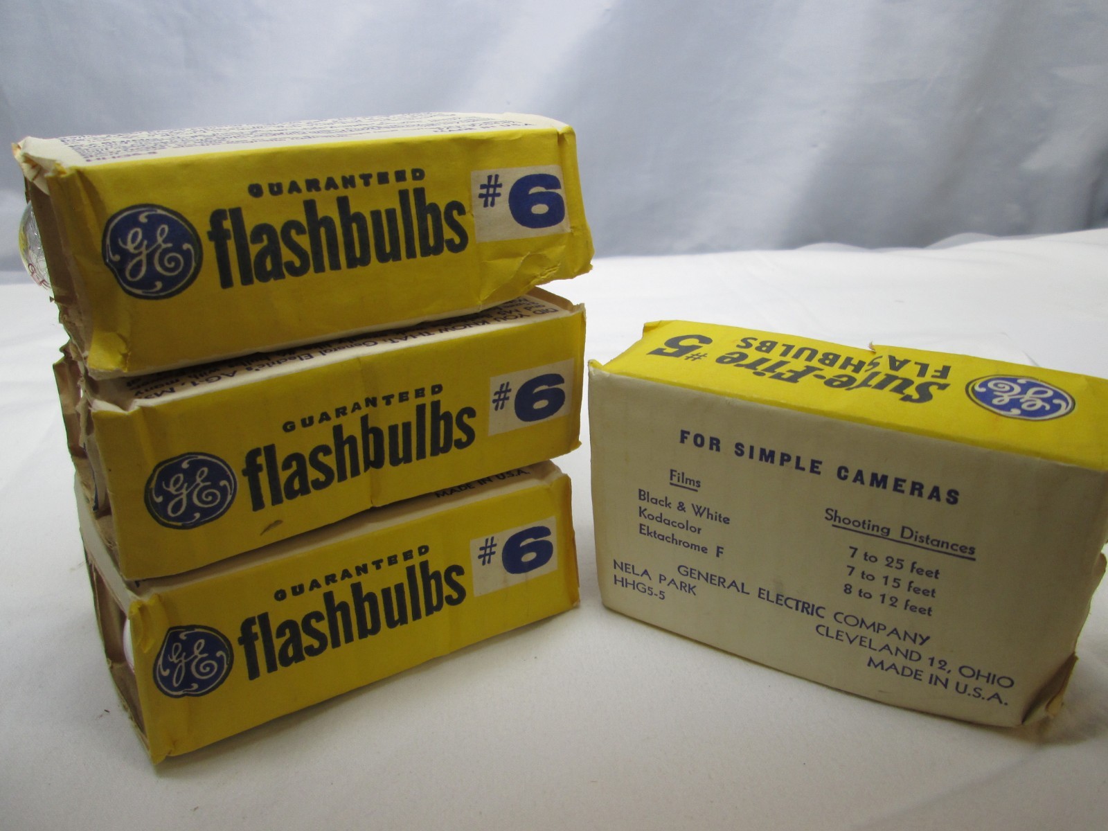 Vintage GE Sure-Fire Clear Flashbulbs #5 and #6 Lot