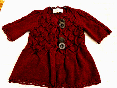 Anthropologie Leifsdottir bordeaux, detail stitch sweater cardigan XS or S, 2-4.