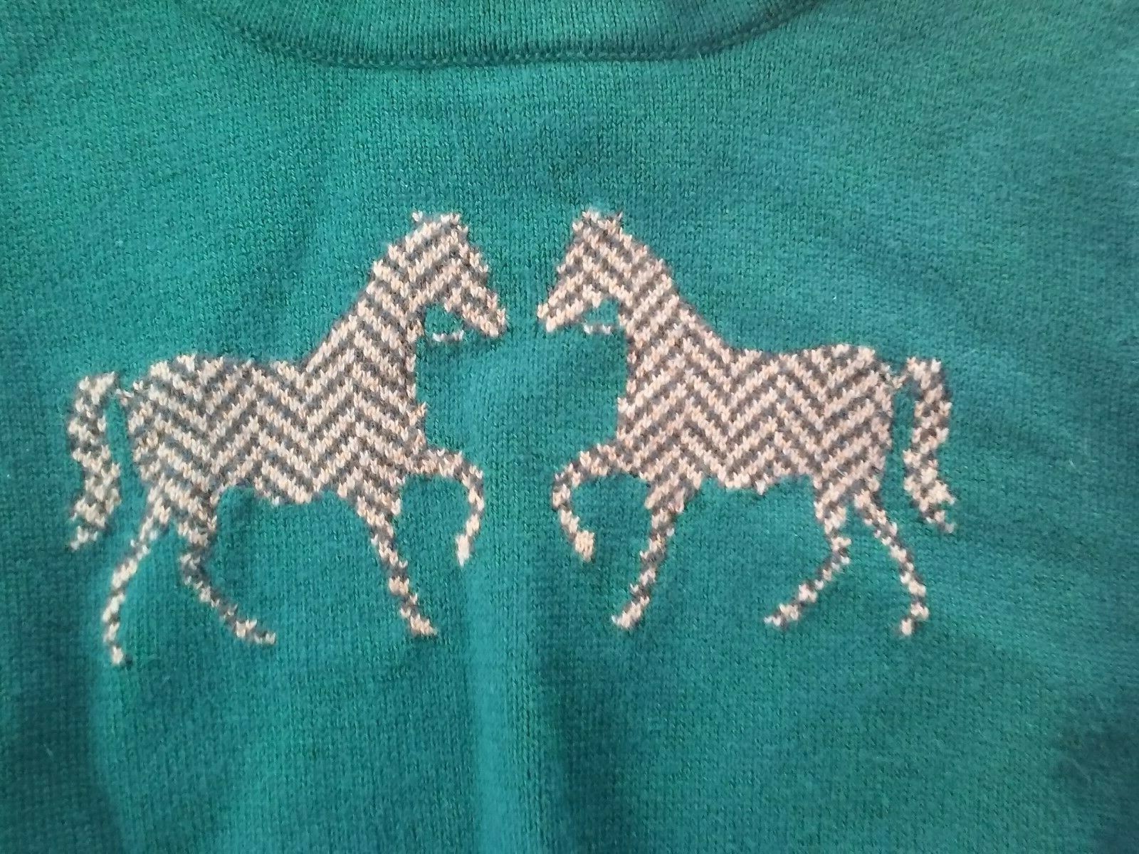 GIRLS SWEATER,SZ 2T,WESTERN/EQUESTRIAN,GREEN,BROWN DESIGN