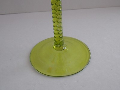 TALL WINE GLASSES With Light-Green Spiral Pedestals - Set of Four