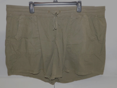 Evri Women's Mid Rise Shorts Drawstring Utility Green Size 24W