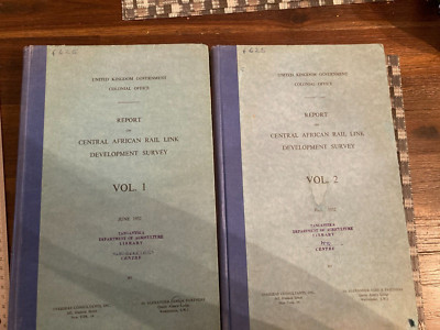 Central African Rail Link Development Survey 2 Volume Set, Many Maps! 1952 RARE
