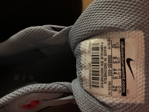 Pre-owned Nike Size 12 Women Air Max 1 Essential Shoes 599820 400 Blue White Black Red Grey