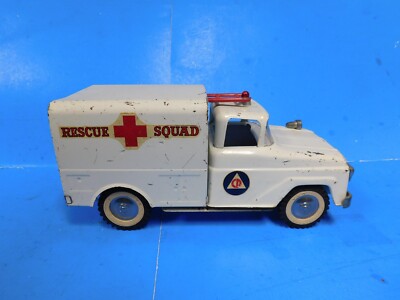 Vintage Tonka No 105 Rescue Squad Pickup Truck Ambulance Pressed Steel Original