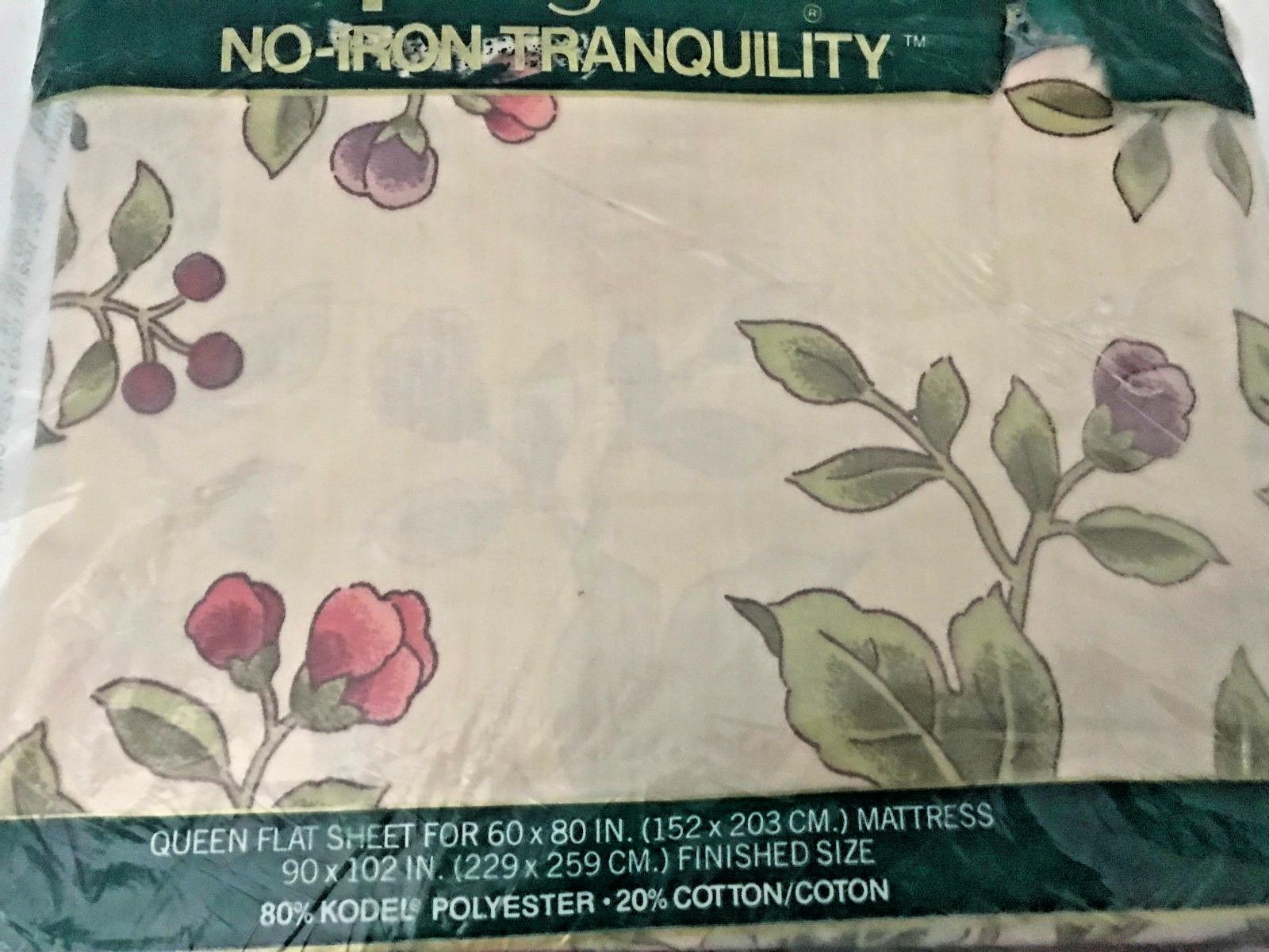 Springmaid Queen Flat Sheet Covent Garden 60 x 80 No Iron Tranquility VINTAGE