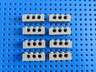 LEGO 8 x Technic Stein 3701 Lochbalken alt hellgrau 1x4 3 Löcher