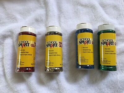 School Smart Craft Glitter, 4 Ounces, Assorted Colors, Set of 4