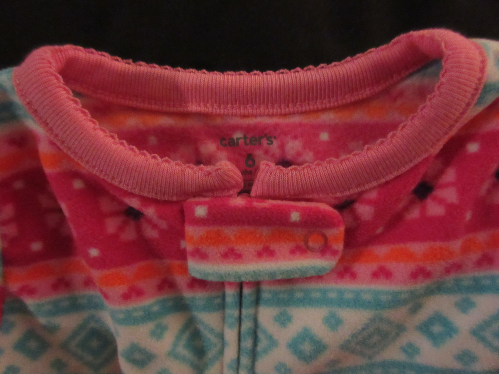 NWT 6m Baby Girl Fleece Sleeper Carter's Polyester Cotton Snap ZIP Bright