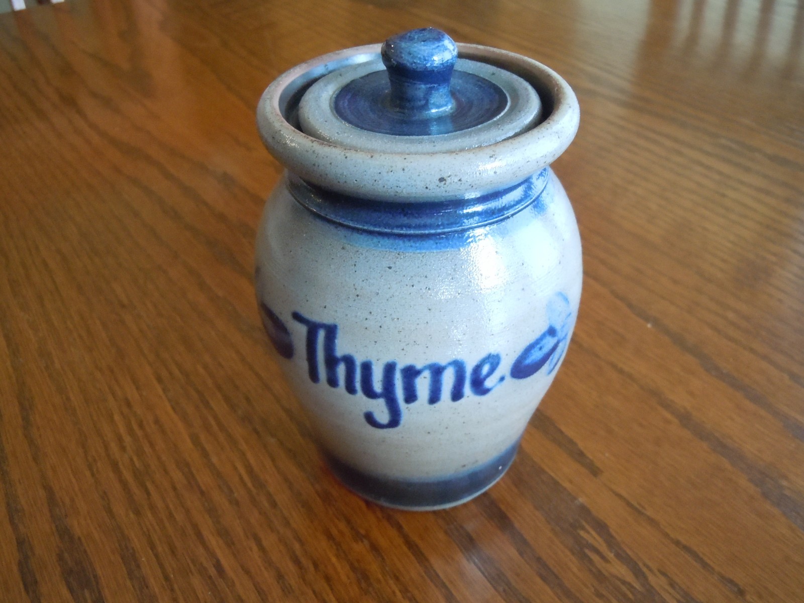 Vintage 1992 Rowe Pottery Spice Jar Thyme with Lid