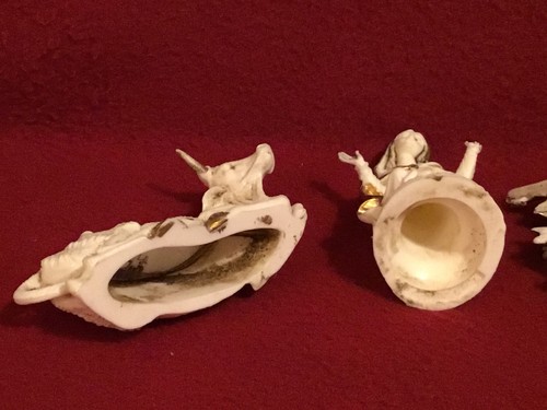 Vintage Christmas Nativity Figures (5) White w/gold details Italy
