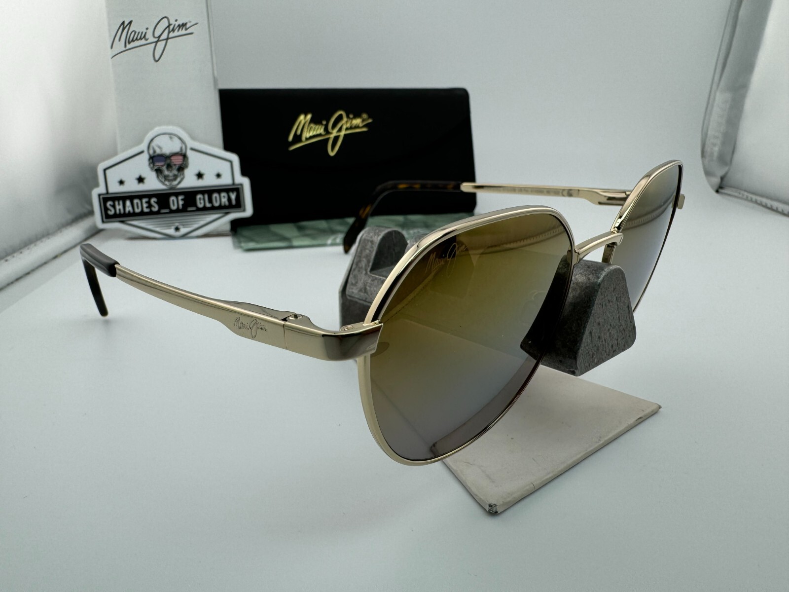 Pre-owned Maui Jim Hukilau Mj 845-16 Gold To Silver Dual Mirror Polarized Sunglasses
