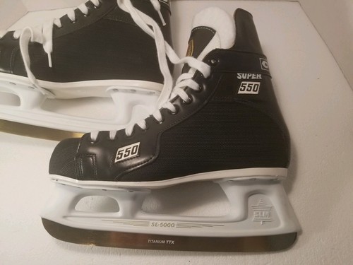 Vtg CCM Super 550 NHL Ice Hockey Skates SL5000 Titanium TTX Blades Mens 8.5 New