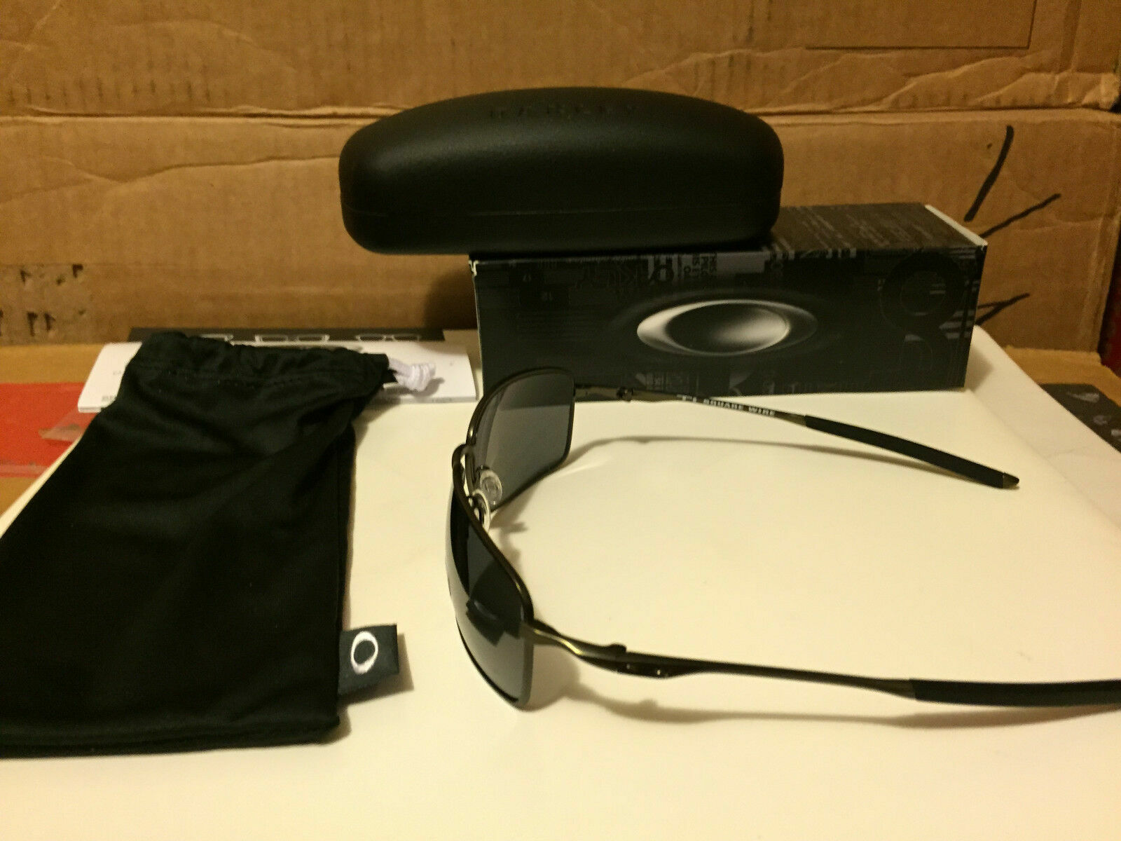 Pre-owned Oakley Ti Square Wire Pewter (titanium) / Black Iridium Polarized, Oo6016-02