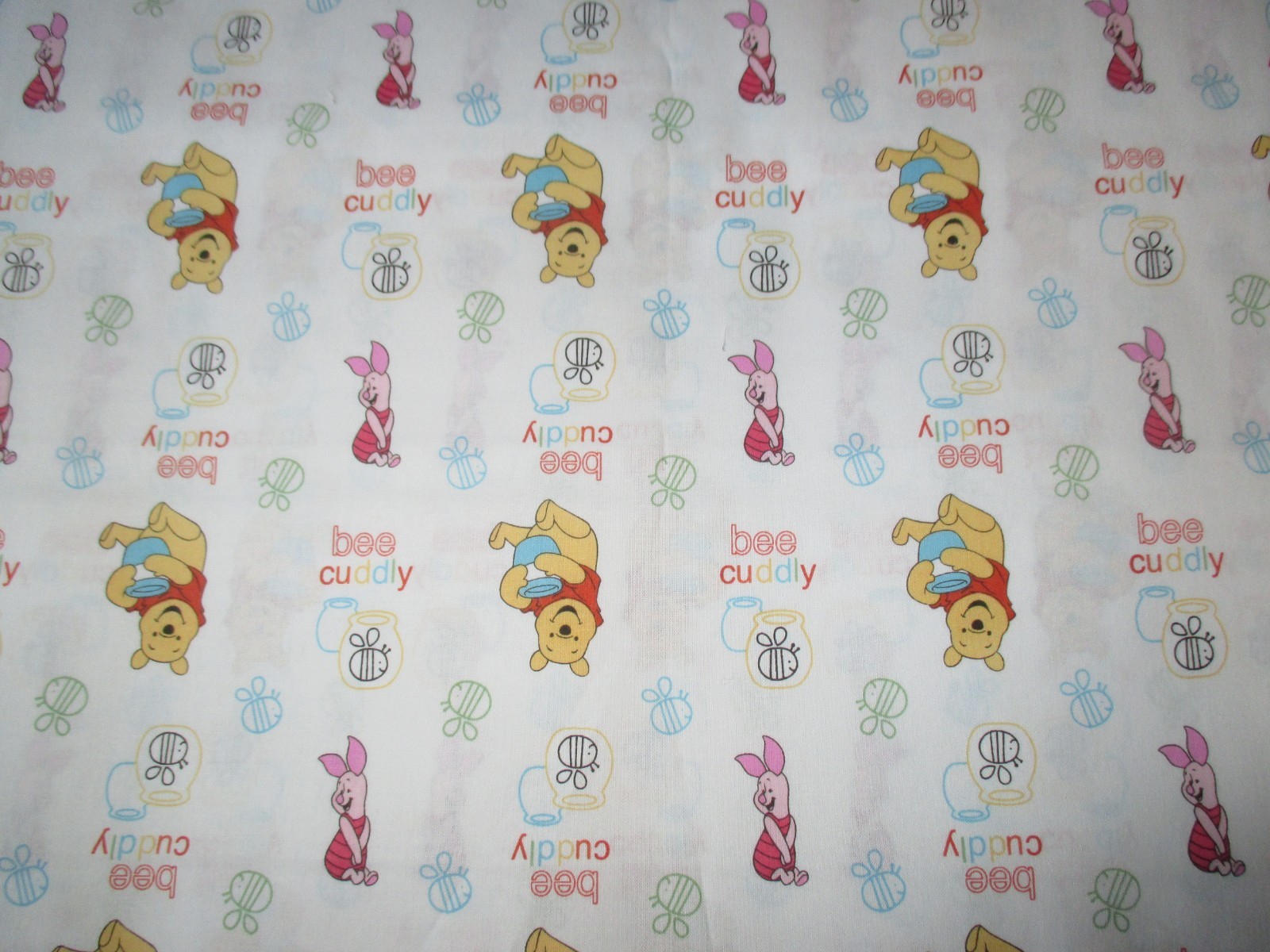 Disney's WINNIE THE POOH & PIGLET BEES On WHITE 2015 COTTON Fabric-over 2 yd