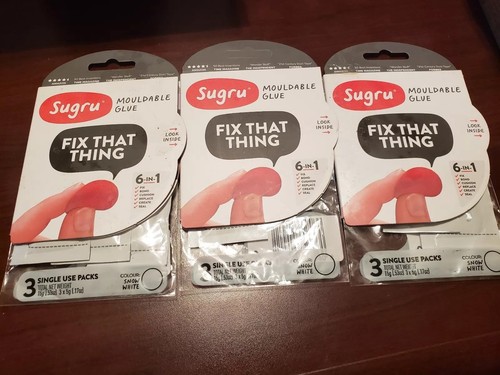 Sugru Mouldable Glue Pack 3 packs of 3  Snow White 9 total exp 10-1-18