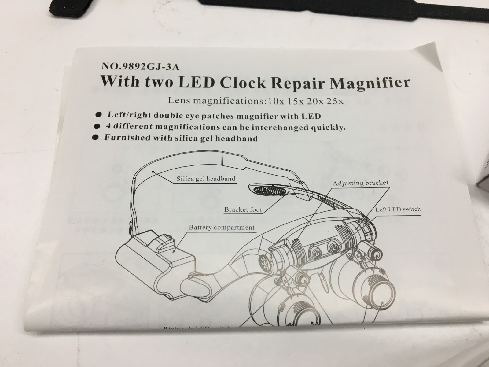 Repair Magnifier LED Glasses Lens Watch Loupe Light Eye 10x 15x 20x 25x