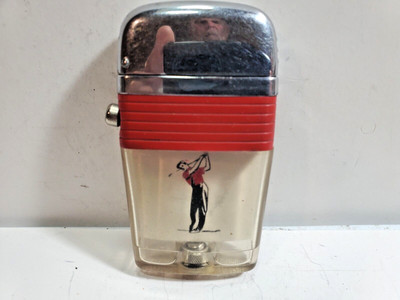 GOLF Vintage Working Scripto VU-Lighter Black Band & Swinging Golfer    6031/29