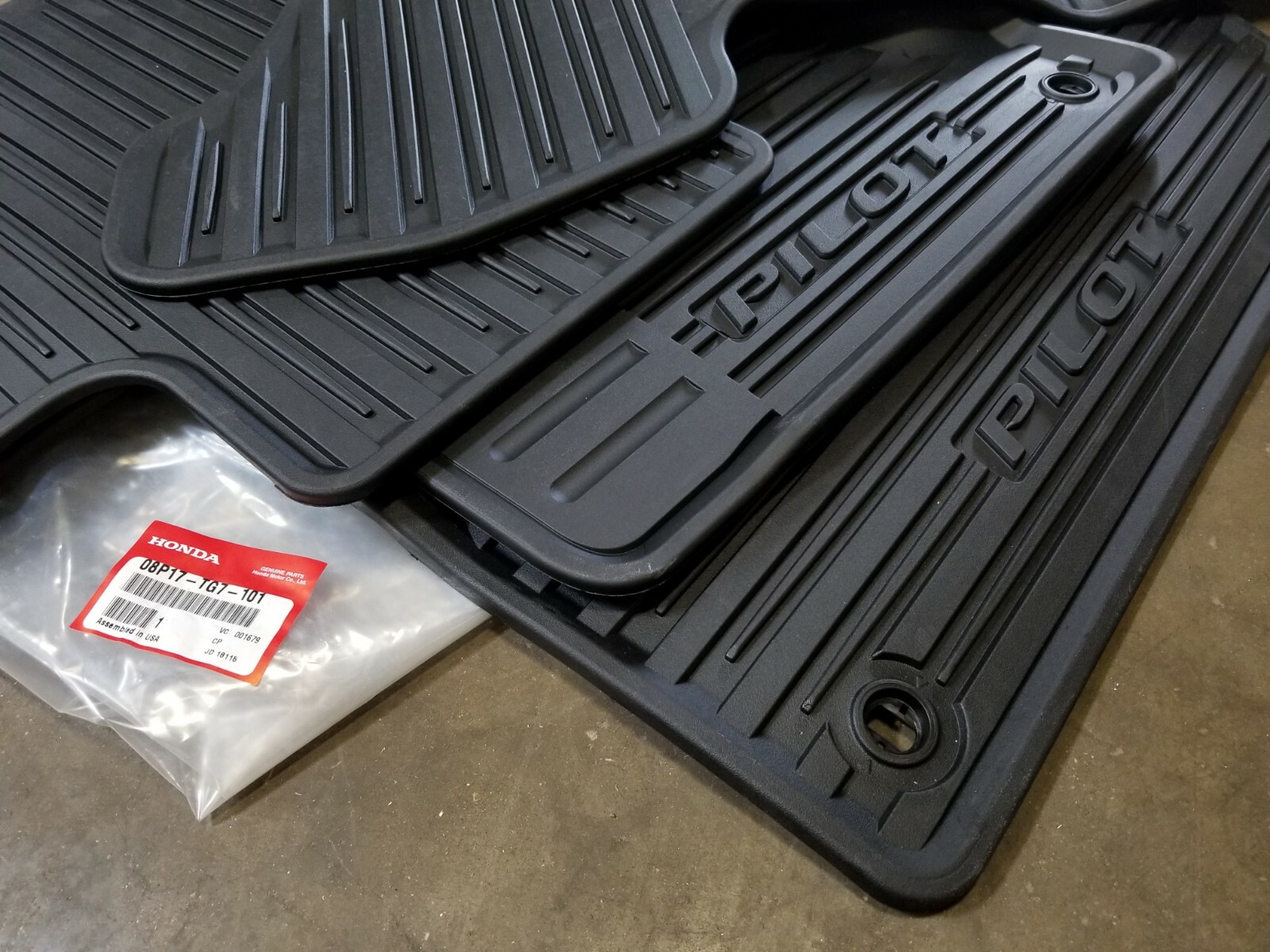 1622 Honda Pilot All Weather Rubber Floor Mat Set New Genuine Oem