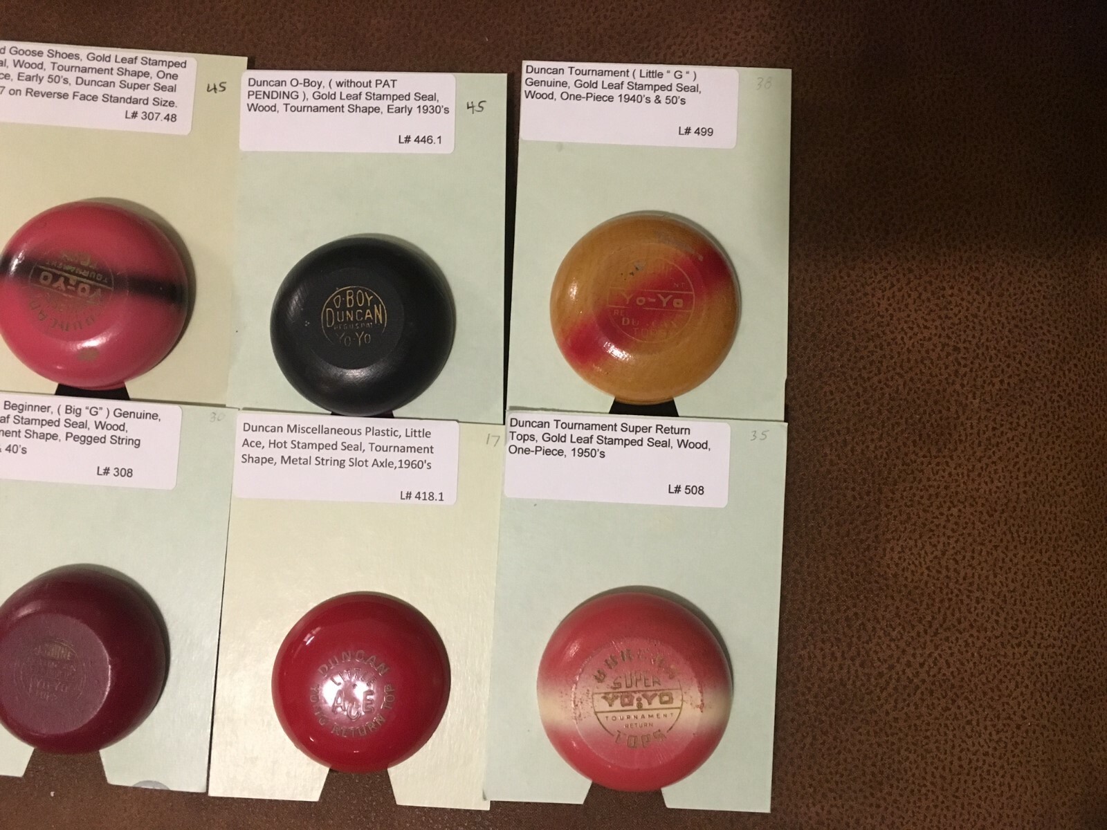 ( 8 ) Different Duncan YoYos from 1930's-60's - Dealers Lot Book Value $260
