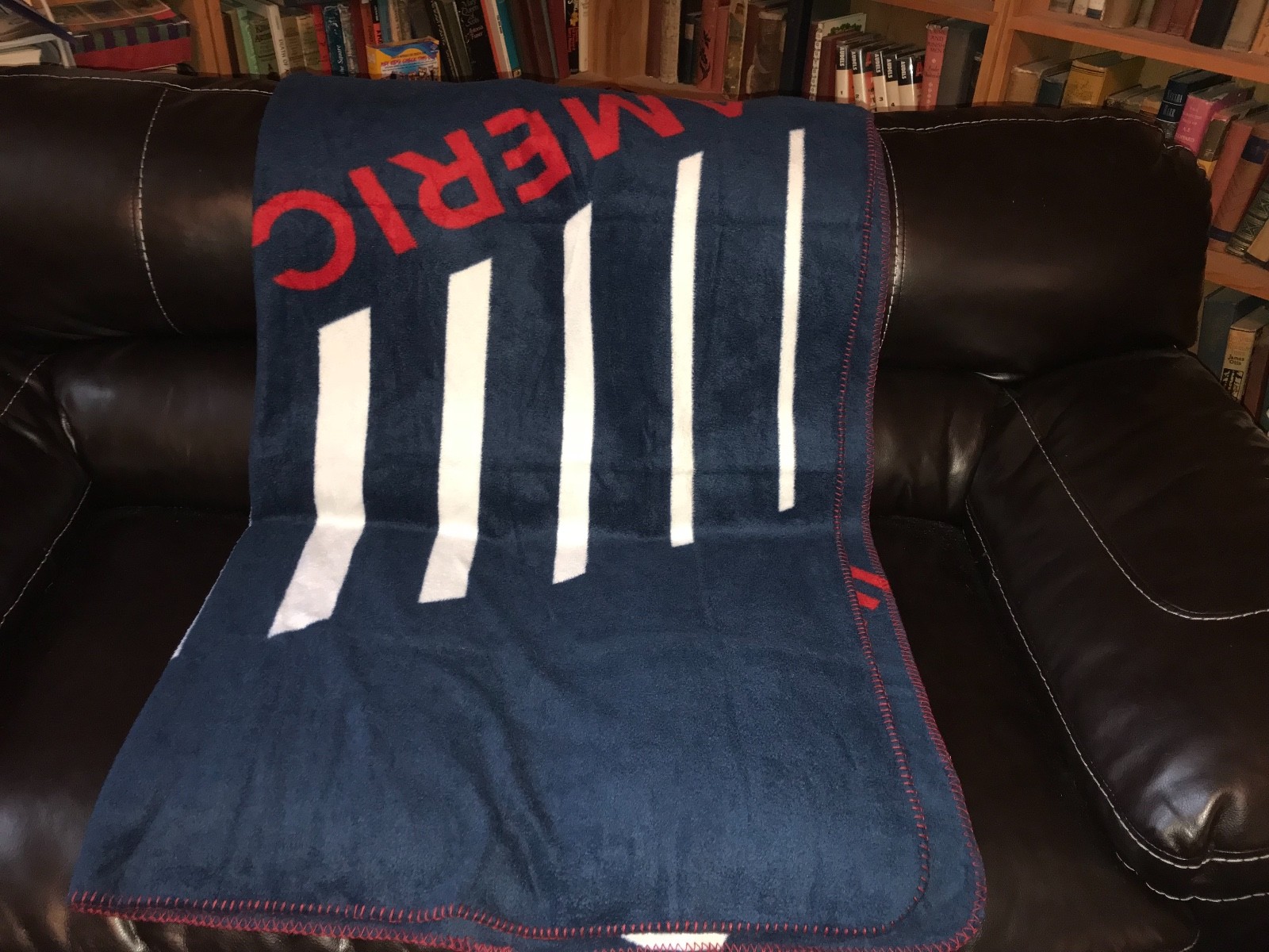American Eagle Outfitters NEW w/tag navy/red/white fleece throw blanket 50”x60”