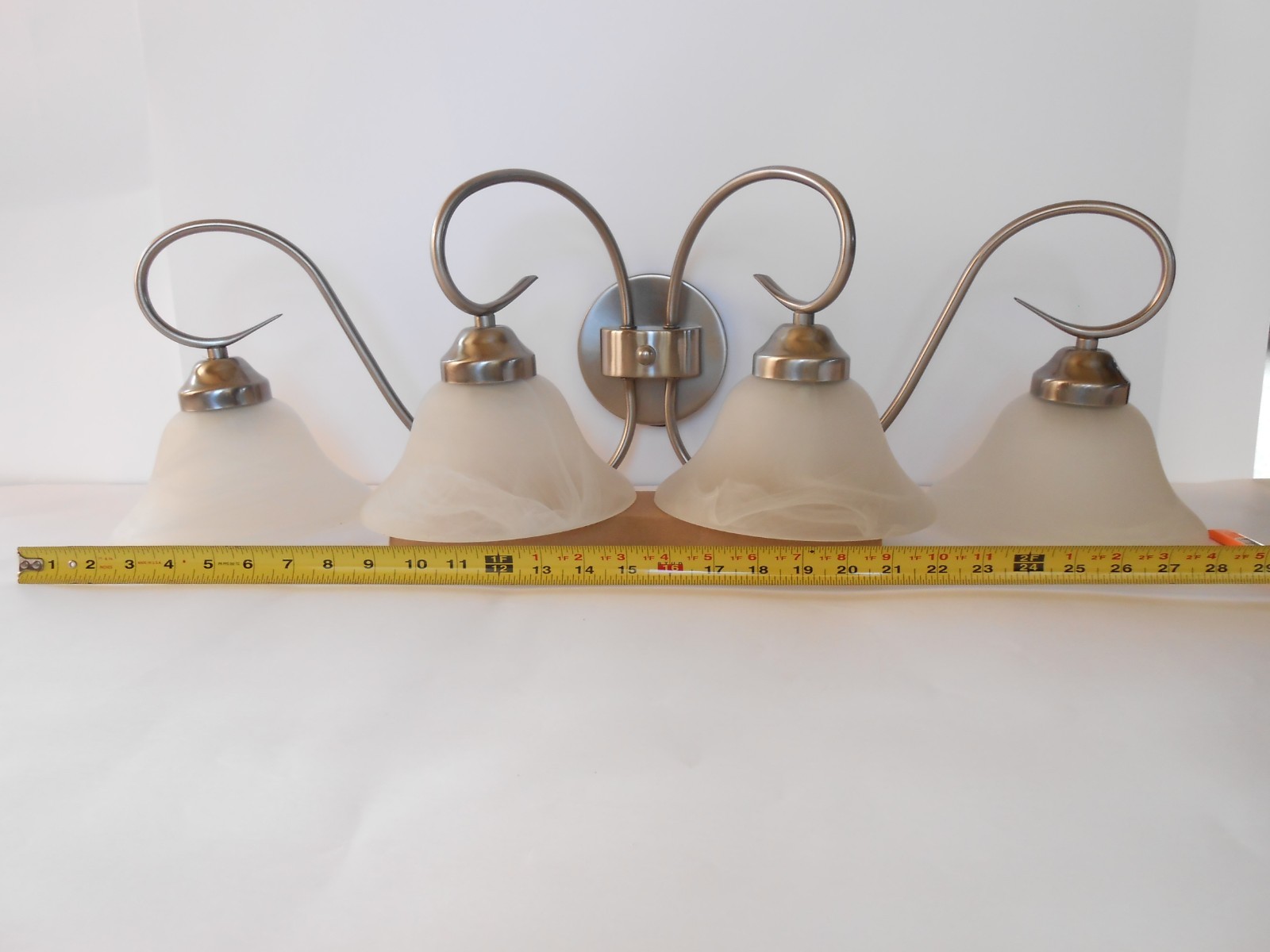 Brushed Nickel Vanity Light Fixture Marble Cream Color Light Sconce Wall Mount