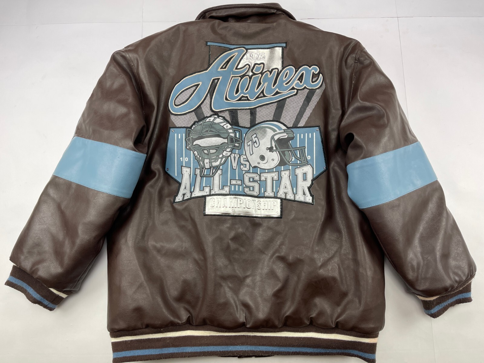 AVIREX faux leather jacket, vintage varsity coat 90s hip hop