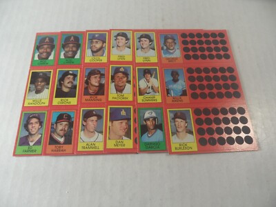 5A-15 1981 Topps Scratch-Off baseball cards unscratched 3 card panel X6 panels